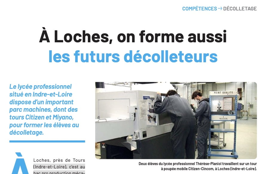 Hestika France Citizen Group : A Loches, on forme aussi les futurs décolleteurs. Machines Production 1116