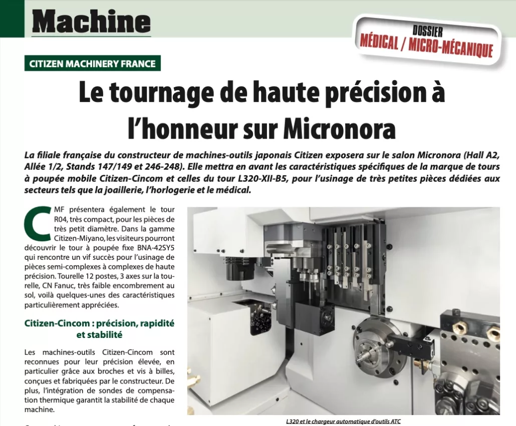 Citizen Machinery France : le tournage de haute précision au salon Micronora - Equip'Prod 9/24